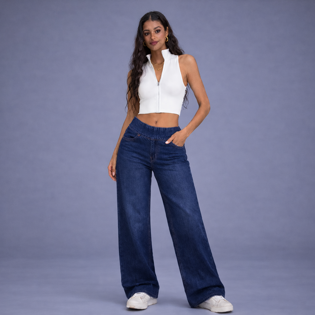 Elena |  Jean Rectos de Cintura Alta con Control de Abdomen